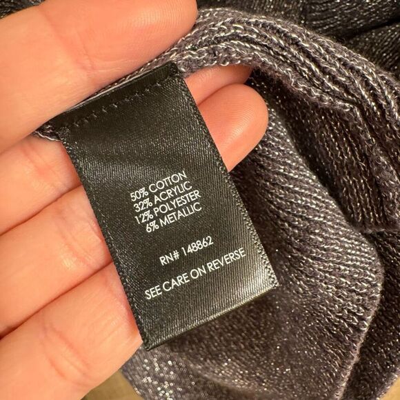 Torrid Gray Silver Cardigan Drape Front Lurex Sweater 2 2X 18/20 - Picture 5 of 9